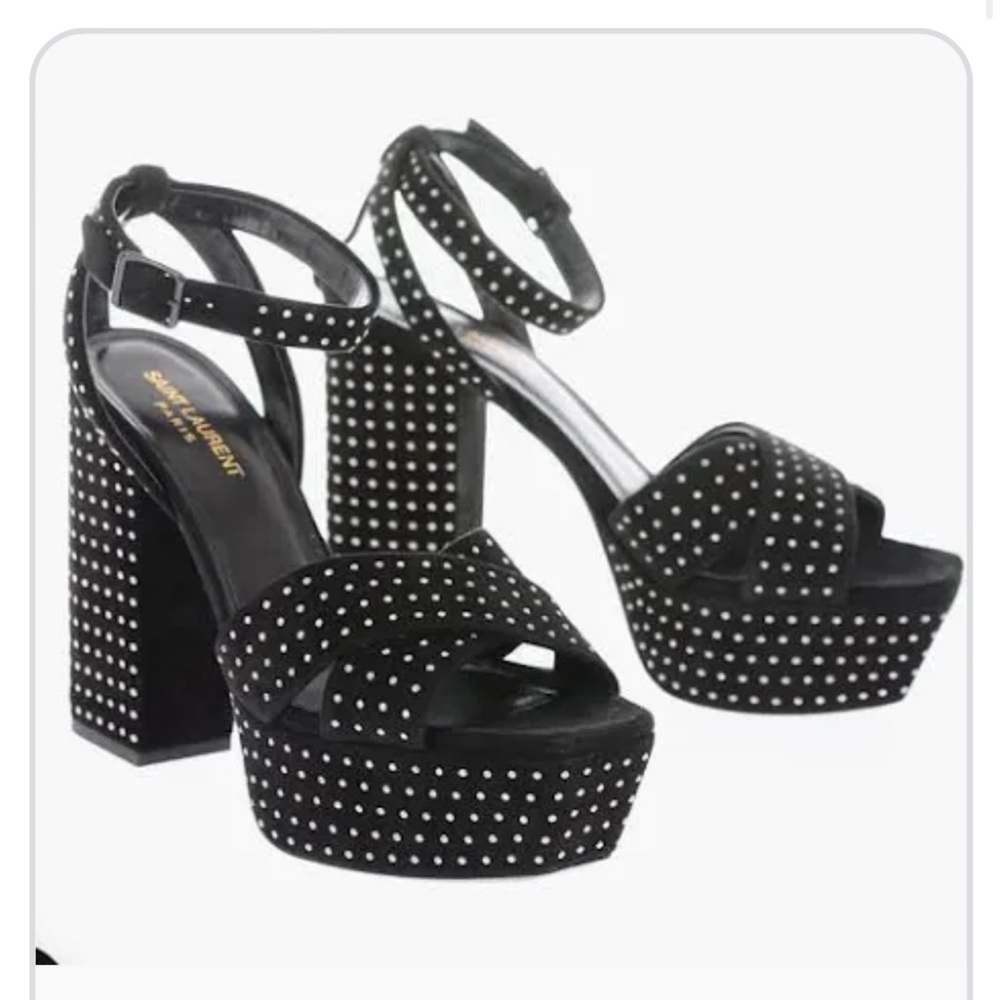 Brand YSL, Size 9.5, Color Black and Silver